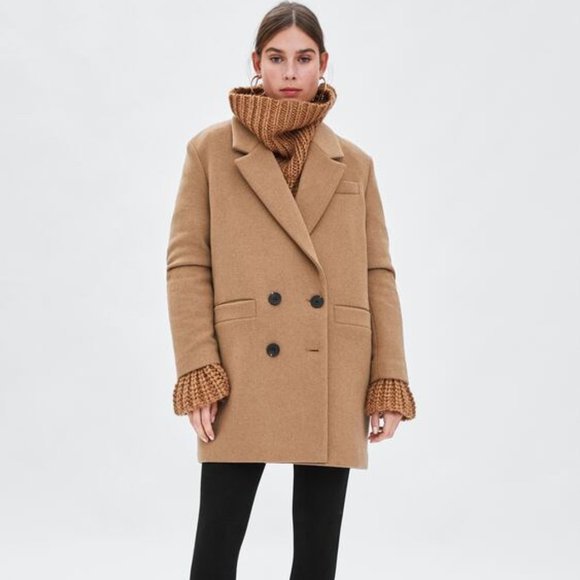 LAST ❤️NWT ZARA CAMEL MASCUINE COAT - Picture 6 of 16